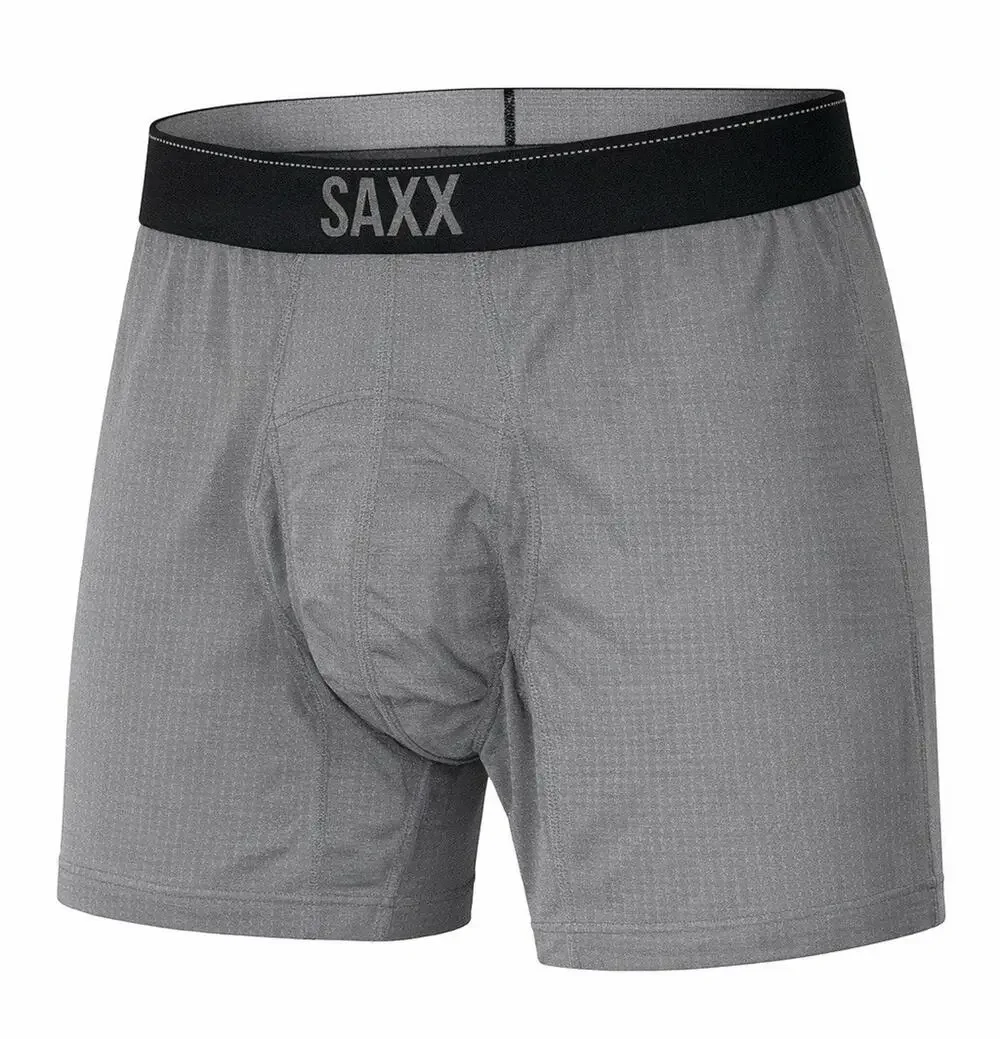 SAXX Boxer Briefs Men Small Gray Quest Ballpark Pouch Mesh Stretch NWT